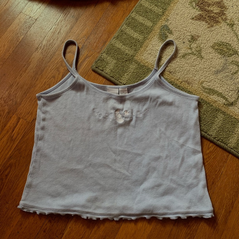 Vintage 90s Baby Blue Moon Lettuce Hem Cami